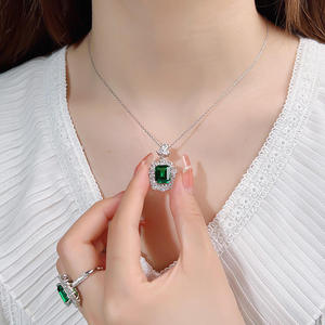 Bijoux de mode pour femmes, boucles d'oreilles, bagues et colliers exquis, ensemble de bijoux en argent émeraude de luxe - Product Image 4