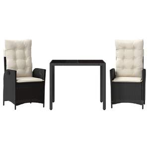 Juego de Comedor de Jardín de 3 Piezas con Reposabrazos Ajustables, Ratán Sintético Negro - Product Image 2