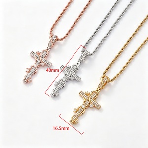 Collier Pendentif Croix en Argent 925 et Moissanite pour Homme, Chaîne Légère Iced Out, Bijou Hip Hop de Luxe, Cadeau pour Homme - Product Image 6
