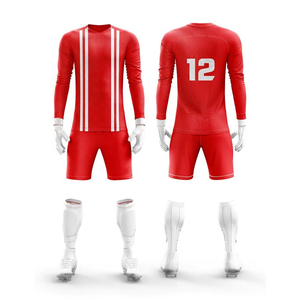 Ensemble de gardien de but de football unisexe bleu, maillot à manches longues sublimé, short à séchage rapide, col en V, polyester/coton, taille élastique ajustée - Product Image 6