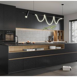 Carta da Parati Adesiva in Seta Nera Goffrata 40 cm x 3 m, Impermeabile e Rimovibile, per Uso in Cucina - Product Image 2