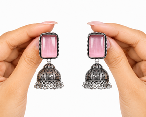 Oxidized <b>Silver</b> Jhumka <b>Earrings</b> for Women | Handmade Indian Ethnic <b>Dangle</b> <b>Earrings</b> | Wholesale Fashion Jewelry - Product Image 3