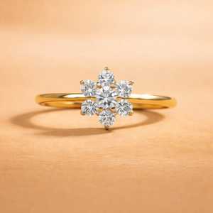 Hallmark Silver Minimal Sunflower Gold Plated Ring-Resizable Stainless Steel 316L Casual Wedding Ring - Product Image 1