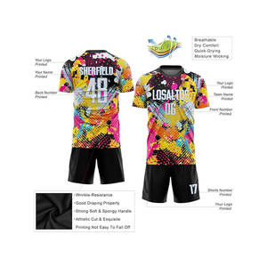 Uniforme de Fútbol Transpirable de Manga Corta para Adultos, 100% Poliéster, Personalizable con Nombres de Equipo y Jugadores, para Todas las Temporadas - Product Image 3