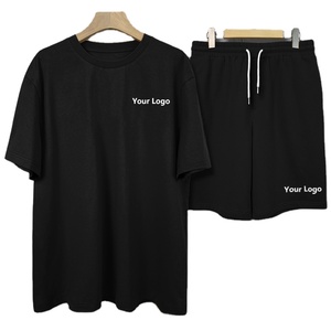 Nueva camiseta y pantalones cortos para hombre, conjunto deportivo informal bordado con logotipo personalizado de dos piezas 2025 - Product Image 2