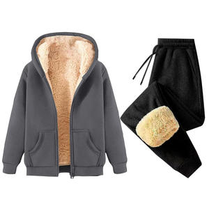 Women's Winter 2-Piece <b>Set</b> Thermal Zip-Up Hooded Cardigan Jacket Solid Patchwork <b>Tie</b>-<b>Dye</b> Jogger Sweatpants Casual Outfits - Product Image 4