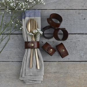 Anneaux de serviette en cuir de qualité supérieure pour table à manger, élégants porte-serviettes réutilisables pour la décoration de mariage et d'hôtel - Product Image 4
