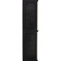 Armoire Moderne en Plastique avec Cadre Noir et Finition Beige, Deux Portes Coulissantes, Tringle à Vêtements, Meuble Autoportant pour Chambre à Coucher