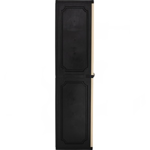 Armario de Plástico Minimalista con Marco Negro y Gabinete de Almacenamiento Beige con Dos Puertas, Barra para Colgar Ropa, Organizador para Dormitorio - Product Image 4