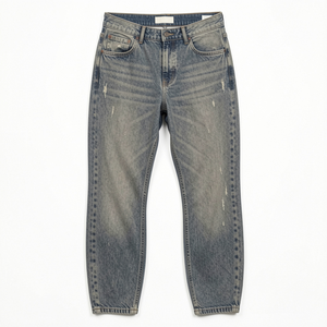 Jean Baggy Ben Mid à Jambe Courbée Coupe Ample Légère en Denim de Coton Biologique Recyclé Streetwear Homme Coupe-Vent Imperméable - Product Image 1