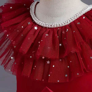 Vestido de Princesa Azul Marino de Lujo al por Mayor con Falda de Tul con Estrellas Brillantes y Elegante Lazo, Vestido Largo Formal para Fiestas para Niñas, Nuevo - Product Image 6