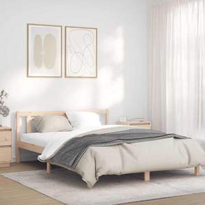 Cadre de lit en bois de pin massif 59,84 x 79,92 po, aspect naturel, lits en bois - Product Image 1