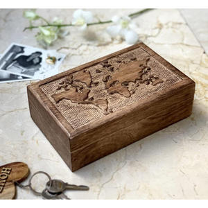 Caja de Almacenamiento Estilo Vintage, Cofre de Madera Bohemio, Caja de Almacenamiento Tallada Tradicional, Cofre de Recuerdos Estilo Campestre - Product Image 3