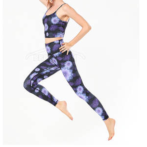 Wholesale Price Yoga Set for Women Solid High Support Sports Bra & <b>Knee</b> <b>Length</b> <b>Legging</b> 100% Cotton - Product Image 6