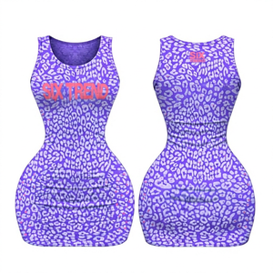 Vestido de Tirantes Personalizado con Logotipo ODM, Diseño Sexy con Estampado de Leopardo, Tejido Transpirable, Ajustado al Cuerpo, Largo hasta la Rodilla, Sin Mangas, Estilo Y2K, Marca Privada para Mujer - Product Image 1