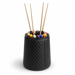 Luxury PU Leather & Wood Wrapped <b>Pool</b> Cue Stand – Portable & Durable Billiards Accessory - Product Image 1