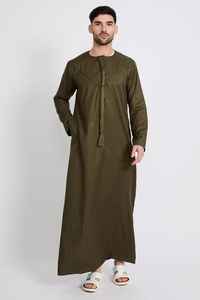 Ensemble de thobe traditionnel pakistanais pour hommes, col haut, manches longues, longueur cheville, coton respirant, broderie, style ethnique, service OEM - Product Image 2