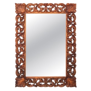 Traditional Wooden Oval <b>Wall</b> Mirror With <b>Leaf</b> Carving Handmade <b>Decorative</b> Frame - Product Image 6