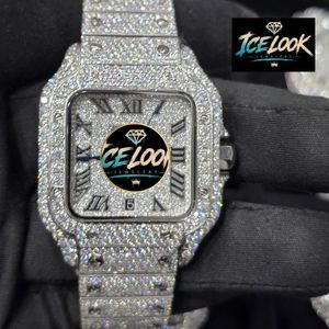 นาฬิกาข้อมือผู้ชาย ICELook หรูหรา สแตนเลสสตีล ทรงเหลี่ยม 38 มม. ระบบอนาล็อก ควอตซ์ หน้าปัดแซฟไฟร์ สายประดับเพชร - Product Image 2