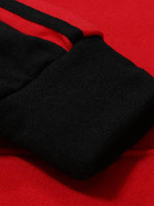 Men's <b>Red</b> Hooded Sweatshirt Slim Fit Casual Autumn Wear Long Sleeve Knitted <b>Hoodie</b> with Pocket - Product Image 4
