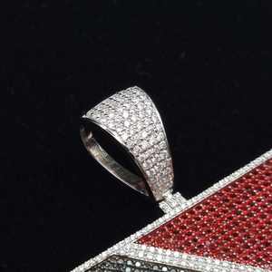 จี้รูปธงชาติเม็กซิโกสีเงินลดราคาสุดฮอต ประดับเพชรซิคอนหลากสีสันและมอสซาไนต์ สองสี สไตล์ฮิปฮอป เหมาะสำหรับงานปาร์ตี้ - Product Image 3