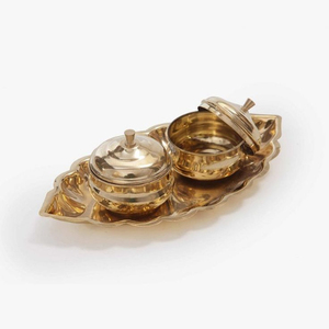 Traditional <b>Chinese</b> Dual Gold Metal <b>Bowls</b> With Polished Finish Handmade Design For Gifting - Product Image 1
