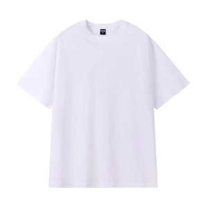 Camiseta de algodón blanca oversize de manga corta con cuello redondo para hombre, estilo casual, lisa, de punto jersey, 100% algodón. - Product Image 3