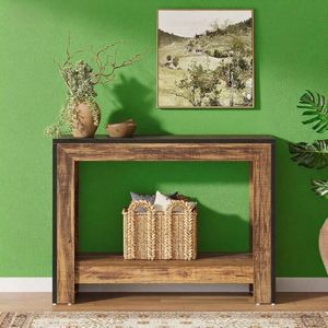 Consolle in stile rustico da 105 cm con ripiani aperti per il soggiorno o il corridoio, ideale per posizionarla dietro il divano - Product Image 2