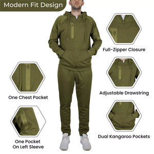 Ensemble de survêtement décontracté à capuche pour homme, coupe classique, personnalisable, séchage rapide, respirant, pour l'entraînement et le fitness, couleur unie - Product Image 2