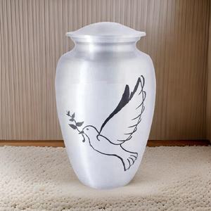 Silver Cremation <b>Urn</b> Pigeon Memorial Keepsake <b>Human</b> <b>Ashes</b> Secure Lid Customized Design Wholesale Low Price Funeral Burial Jar - Product Image 1
