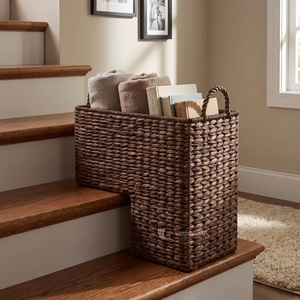 Panier de rangement pour marches d'escalier en jacinthe d'eau, organisateur d'escalier en forme de L, gain de place, avec poignées intégrées, écologique - Product Image 3