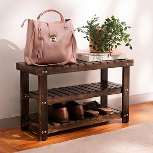 Banc de rangement à chaussures moderne en bois, étanche, à un seul niveau, pour entrée, couloir et salon - Product Image 2