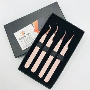 Venta al por mayor de pinzas de extensión de pestañas de acero inoxidable sostenible punta puntiaguda OEM aplicador de pestañas - Product Image 5