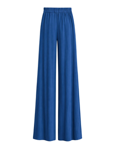 Pantalon large bleu roi pour femme, taille haute, avec cordon de serrage, coupe décontractée, pantalon droit, doux et confortable, tenue décontractée, mode - Product Image 5