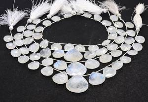 Cuentas facetadas de piedra lunar arcoíris blanca natural AAA en forma de corazón de 14 a 15 mm, cuentas de piedras preciosas arcoíris, hilo de 10 pulgadas por mayorista - Product Image 6