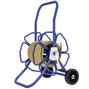 Carrello Avvolgitubo da Giardino Portatile Blu in PP, Porta Tubo Acqua Retrattile, Contiene fino a 30 Metri di Tubo da 15 mm (Tubo Non Incluso) - Product Image 1