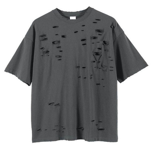 T-shirts personnalisés pour hommes, style streetwear, effet usé, 100% coton, légers, séchage rapide, respirants, écologiques, logo personnalisé - Product Image 1