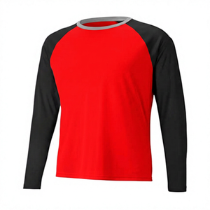 Camiseta de Béisbol de Manga Larga para Hombre, Cuello Redondo, Bloques de Color, Absorbe la Humedad, Poliéster, Corte Regular, Ropa para Adultos - Product Image 2