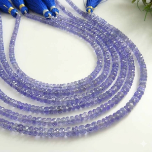 Perles rondes facettées en Tanzanite naturelle, couleur bleue, 9 pouces, 4 mm, trou de 0,50 mm environ, pour la fabrication de bijoux (vente en gros) - Product Image 1