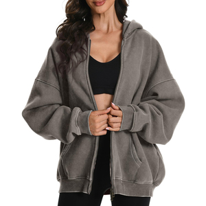 Sudadera con capucha extragrande para mujer con forro polar suave, de secado rápido y cómoda, con cremallera, para chicas. - Product Image 4