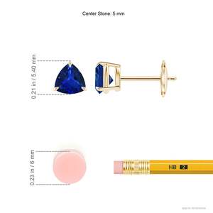 ต่างหูทองคำ 14K สีโรสโกลด์ ประดับไพลินแท้ทรงทริลเลียนคัท ดีไซน์มินิมอล เหมาะสำหรับเป็นของขวัญงานแต่งงานสำหรับคนรัก - Product Image 3