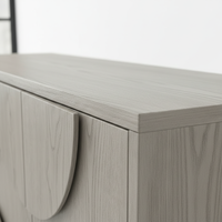 Buffet moderne en chêne demi-cercle en MDF avec panneau arqué à 4 portes, armoire multifonctionnelle écologique