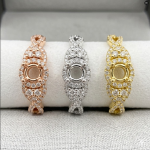 ฮ่องกง18K แหวนเพชรแท้สีทองขาวประดับเพชรโซลิแทร์แบบกึ่งภูเขาแหวนหมั้นสำหรับผู้หญิงขายส่ง - Product Image 5