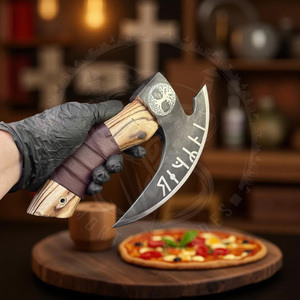 Cortador de Pizza de Alta Calidad, Mini Hacha con Mango de Madera de Fresno y Funda de Cuero, Cortador de Pizza para Exteriores, Hachas de Cocina - Product Image 3