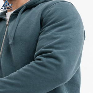 Sudadera con Capucha Azul Claro para Hombre, Cierre de Cremallera, Corte Regular, Material de Felpa, para Otoño, Diseño Tejido de Color Sólido, Económica - Product Image 4