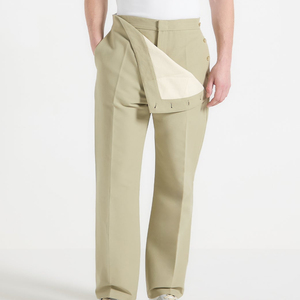 <b>Men's</b> <b>Khaki</b> Formal Trousers High Waist Straight Fit Anti-Wrinkle Polyester Woven Pants Spring Season Flat Front Zipper Fly - Product Image 2