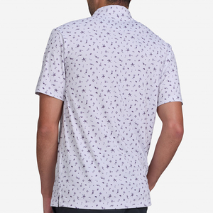 เสื้อโปโลแขนสั้นพิมพ์ลายสีขาวสำหรับผู้ชาย ผ้าฝ้ายอ๊อกซ์ฟอร์ดลำลอง ระบายอากาศได้ดี - Product Image 2