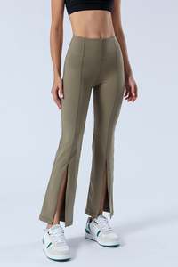 Custom Wholesale Premium Womens Solid Seamless High Waist <b>Flared</b> Leg Yoga <b>Leggings</b> Breathable Quick Dry Free Sample Fitness - Product Image 4