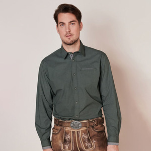Camisa Oxford Verde Estampada de Manga Regular para Hombre, Corte Regular, Estilo Casual, 100% Algodón, Tejido de Punto, Cuello Redondo, Secado Rápido, 220g - Product Image 5