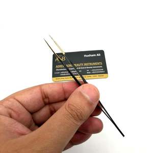 Pince à épiler professionnelle à pointe fine avec embout en fibre, en acier inoxydable bicolore noir et or, pour extensions de cils - Product Image 4
